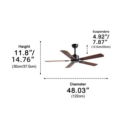 Vintage Wood Grain DC Motor 6-speed Reverse Frequency Ceiling Fan 5 Blades