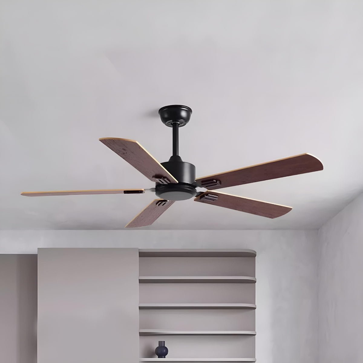 Vintage Wood Grain DC Motor 6-speed Reverse Frequency Ceiling Fan 5 Blades