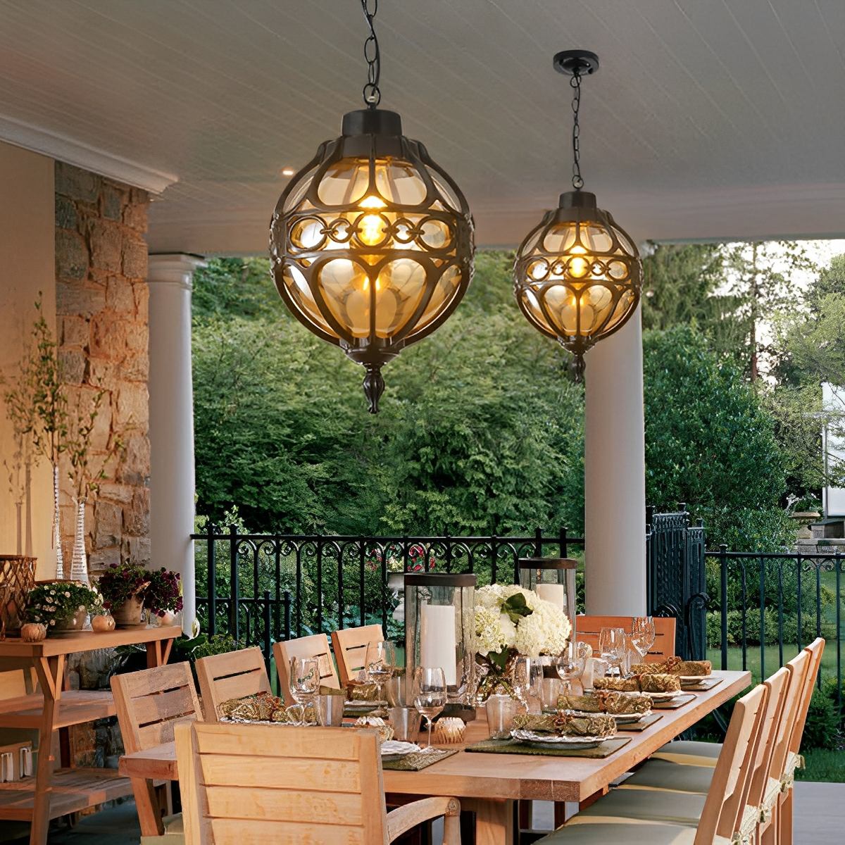 Waterproof Aluminum Glass Ball Outdoor Chandelier Light Hanging Light