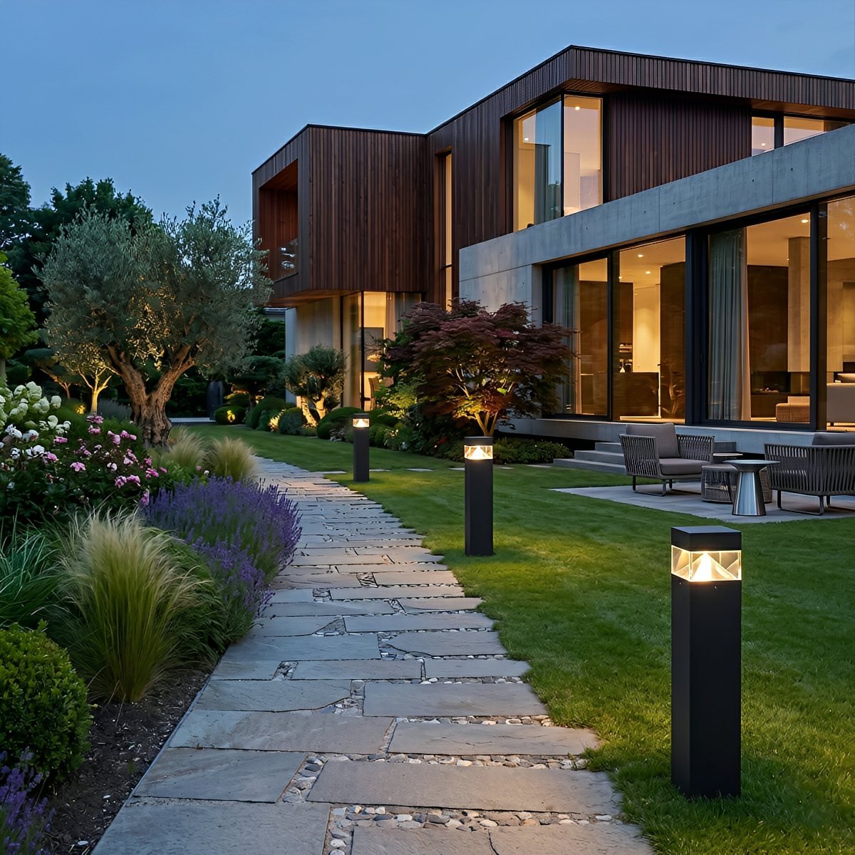 Waterproof Aluminum Metal Post Bollard Light Pillar Lantern Pathway