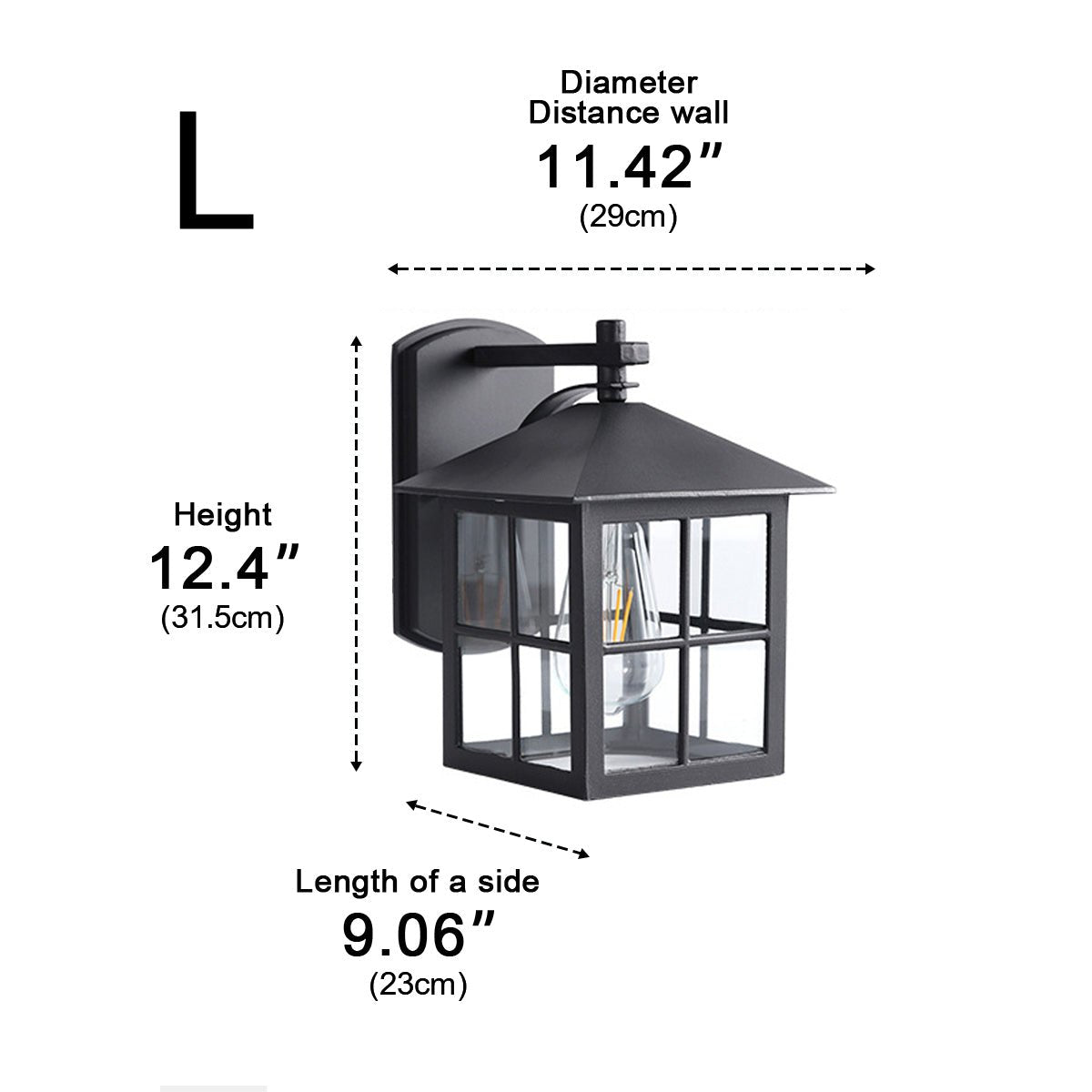 Waterproof Black Farmhouse Cross Lantern Outdoor Porch LED Wall Lights