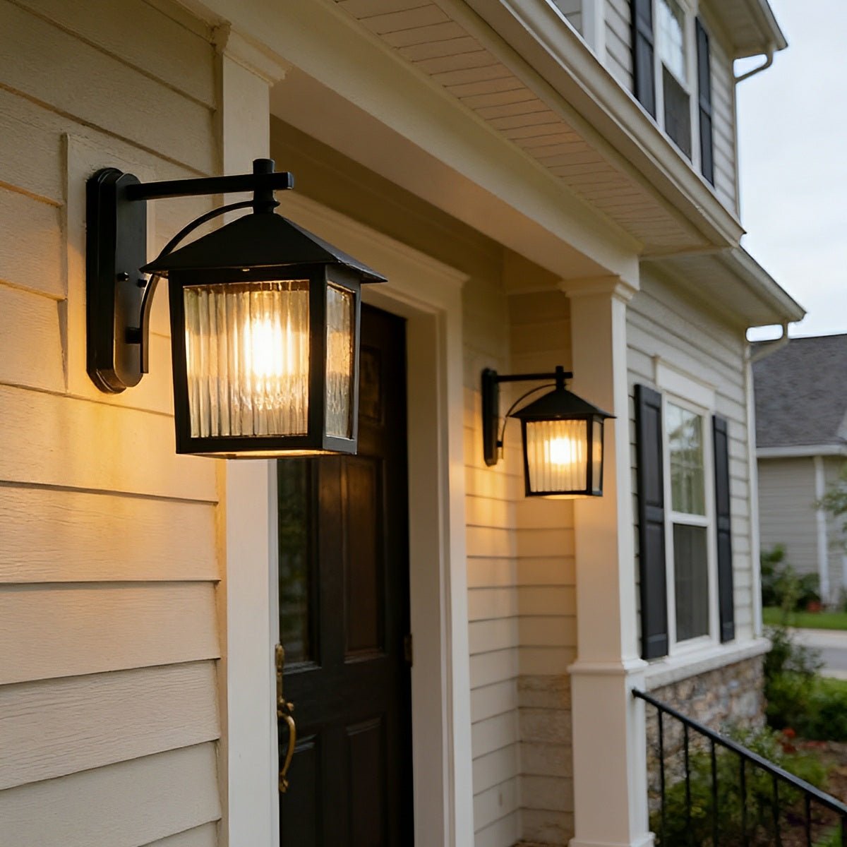 Waterproof Black Farmhouse Cross Lantern Outdoor Porch LED Wall Lights