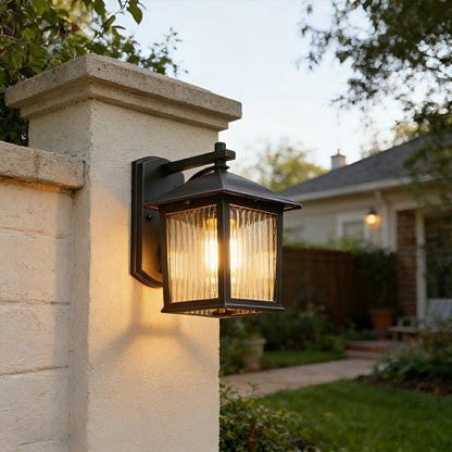 Waterproof Black Farmhouse Cross Lantern Outdoor Porch LED Wall Lights