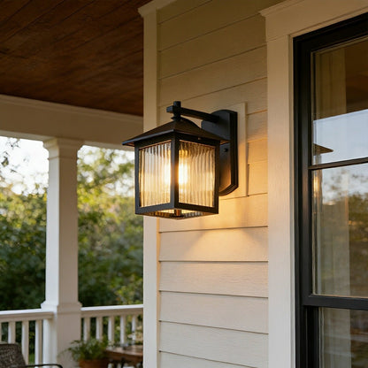 Waterproof Black Farmhouse Cross Lantern Outdoor Porch LED Wall Lights