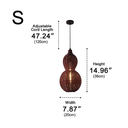 Waterproof Coastal Gourd Handwoven Rattan Outdoor Pendant Lights