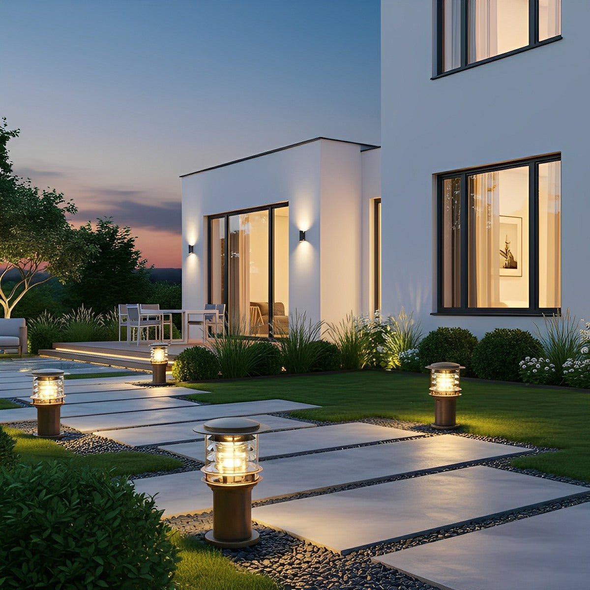 Waterproof Cylinder Tiered LED Outdoor Landscape Lighting