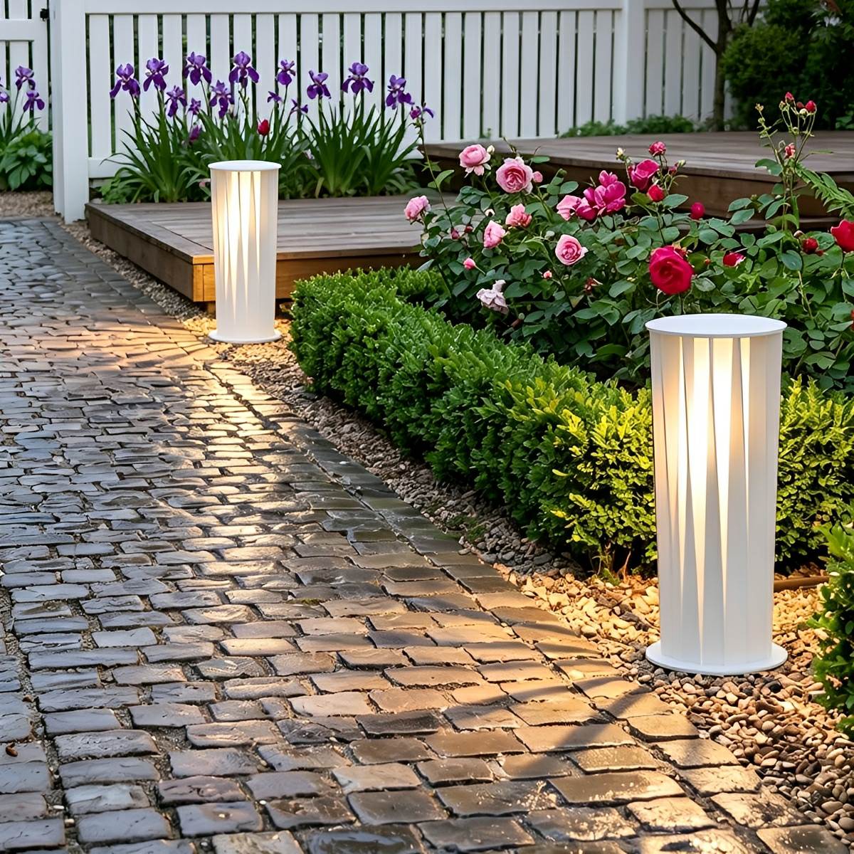 Waterproof Cylindrical Twisted Outdoor Post Light Pathway Lighting