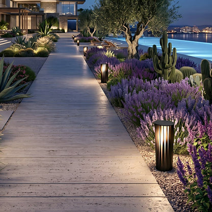 Waterproof Cylindrical Twisted Outdoor Post Light Pathway Lighting