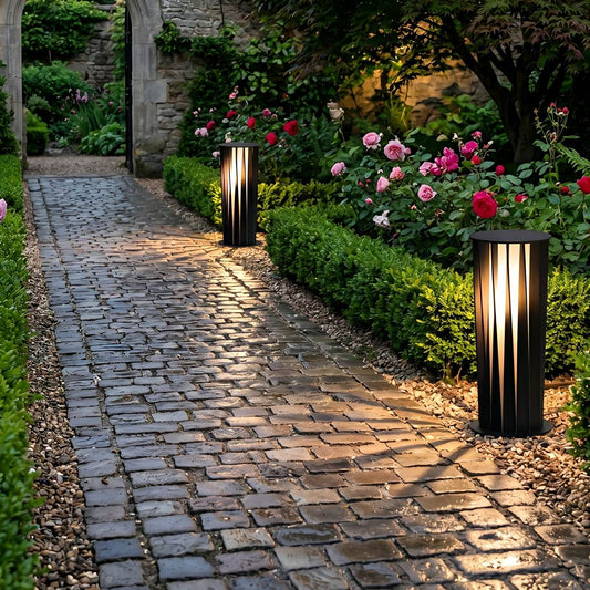 Waterproof Cylindrical Twisted Outdoor Post Light Pathway Lighting
