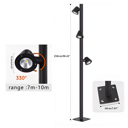 Waterproof Flash Black Modern Column Outdoor Street Pole Lights