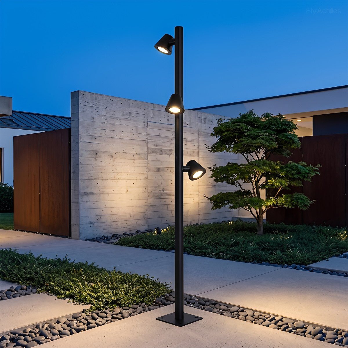 Waterproof Flash Black Modern Column Outdoor Street Pole Lights