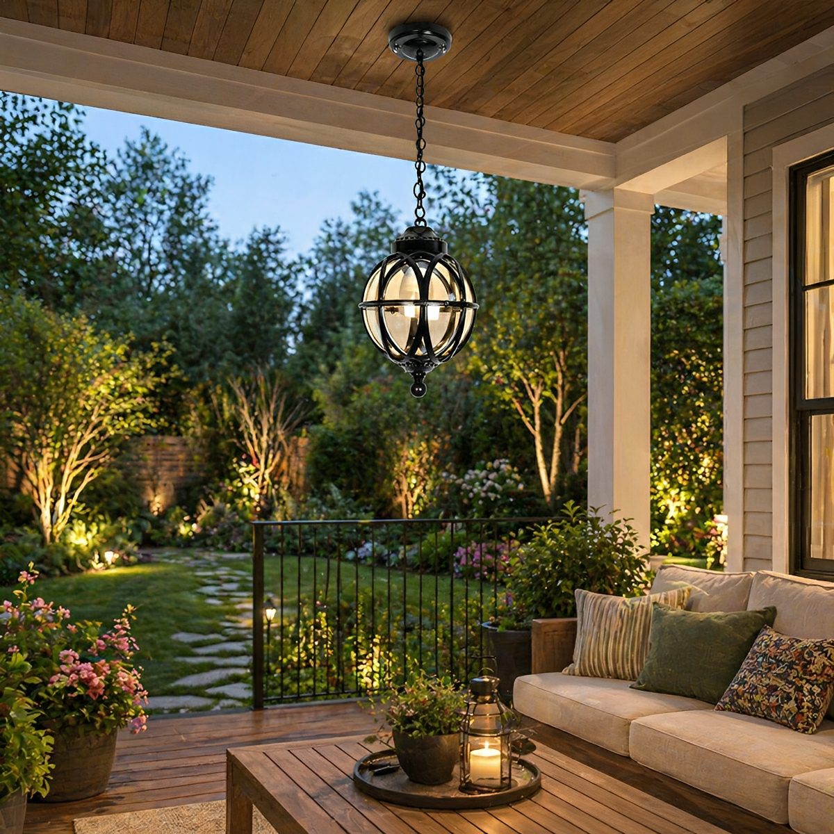 Waterproof Globe Outdoor Hanging Pendant Lights