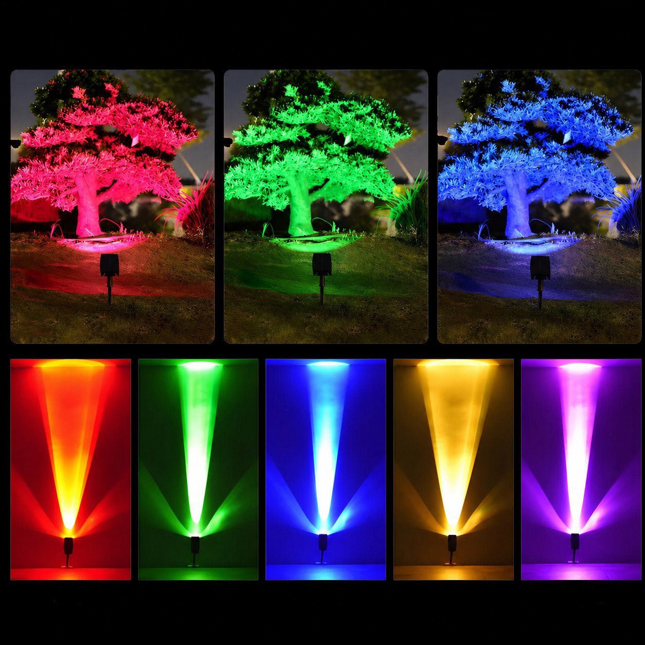 Waterproof LED Solar Multi-zoom Spot Light Landscape Lighting