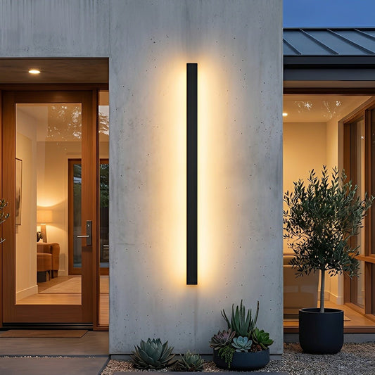 Waterproof Modern Black Long Strip LED Sconce Light Frosted Wall Light