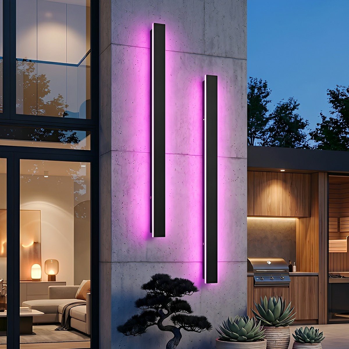 Waterproof Modern Black Long Strip LED Sconce Light Frosted Wall Light