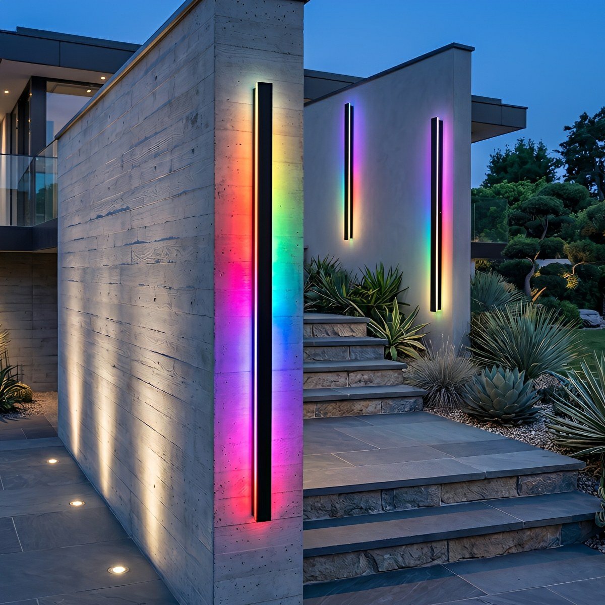 Waterproof Modern Black Long Strip LED Sconce Light Frosted Wall Light