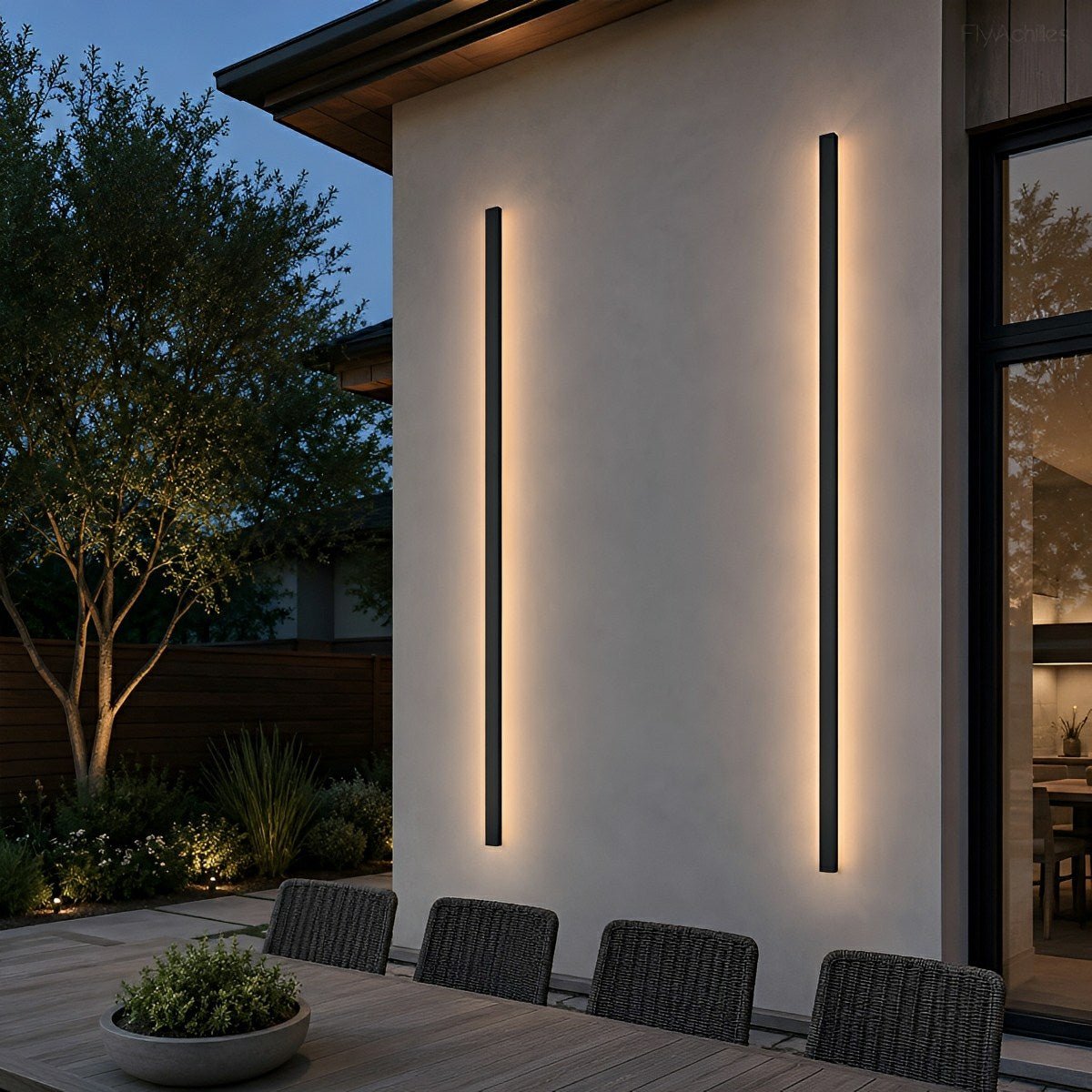 Waterproof Modern Black Long Strip LED Sconce Light Frosted Wall Light