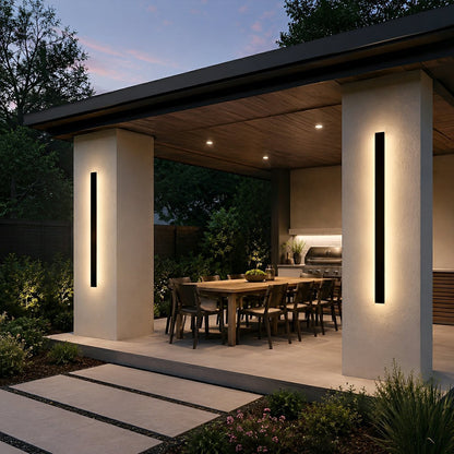 Waterproof Modern Black Long Strip LED Sconce Light Frosted Wall Light