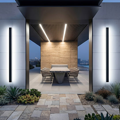 Waterproof Modern Black Long Strip LED Sconce Light Frosted Wall Light