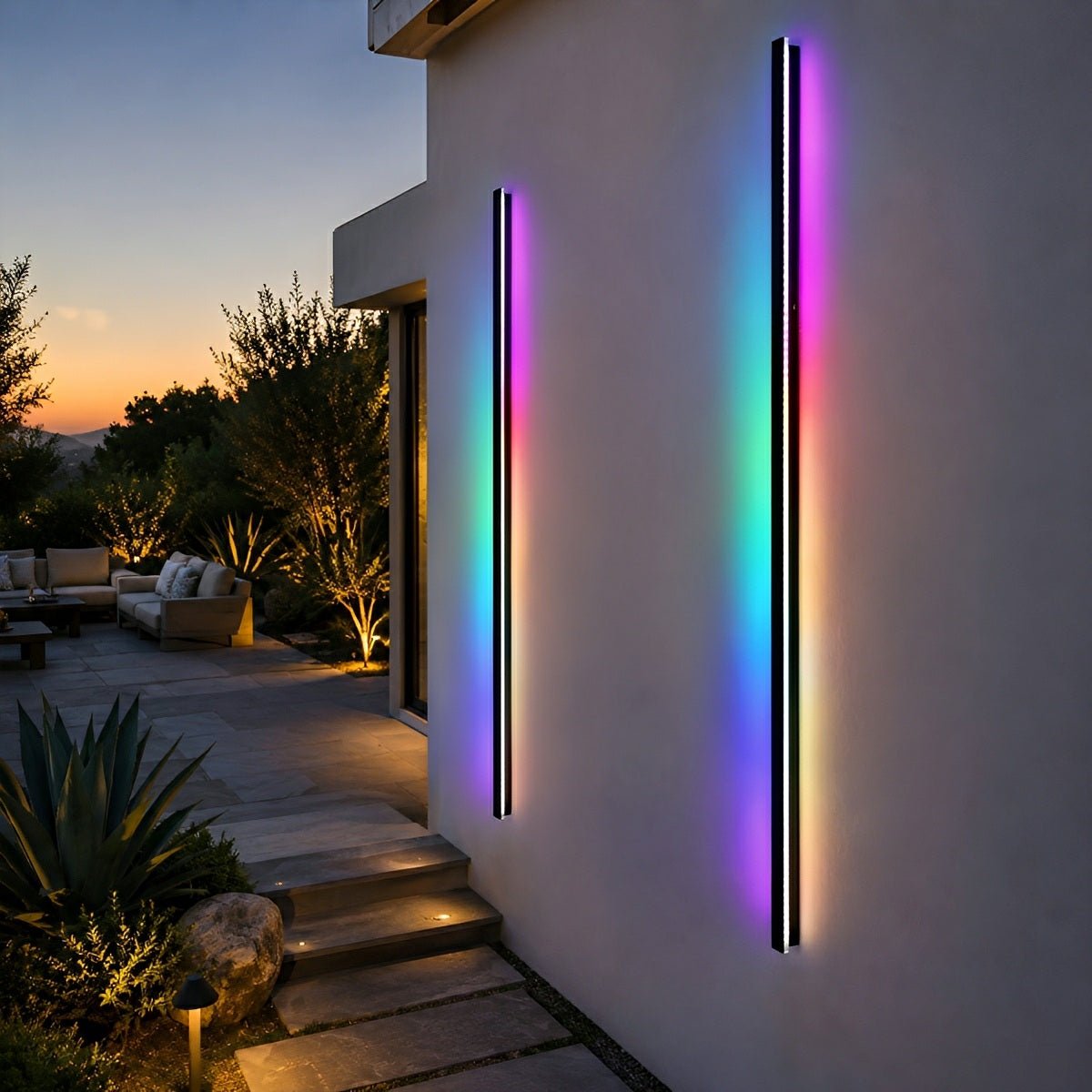 Waterproof Modern Black Long Strip LED Sconce Light Frosted Wall Light