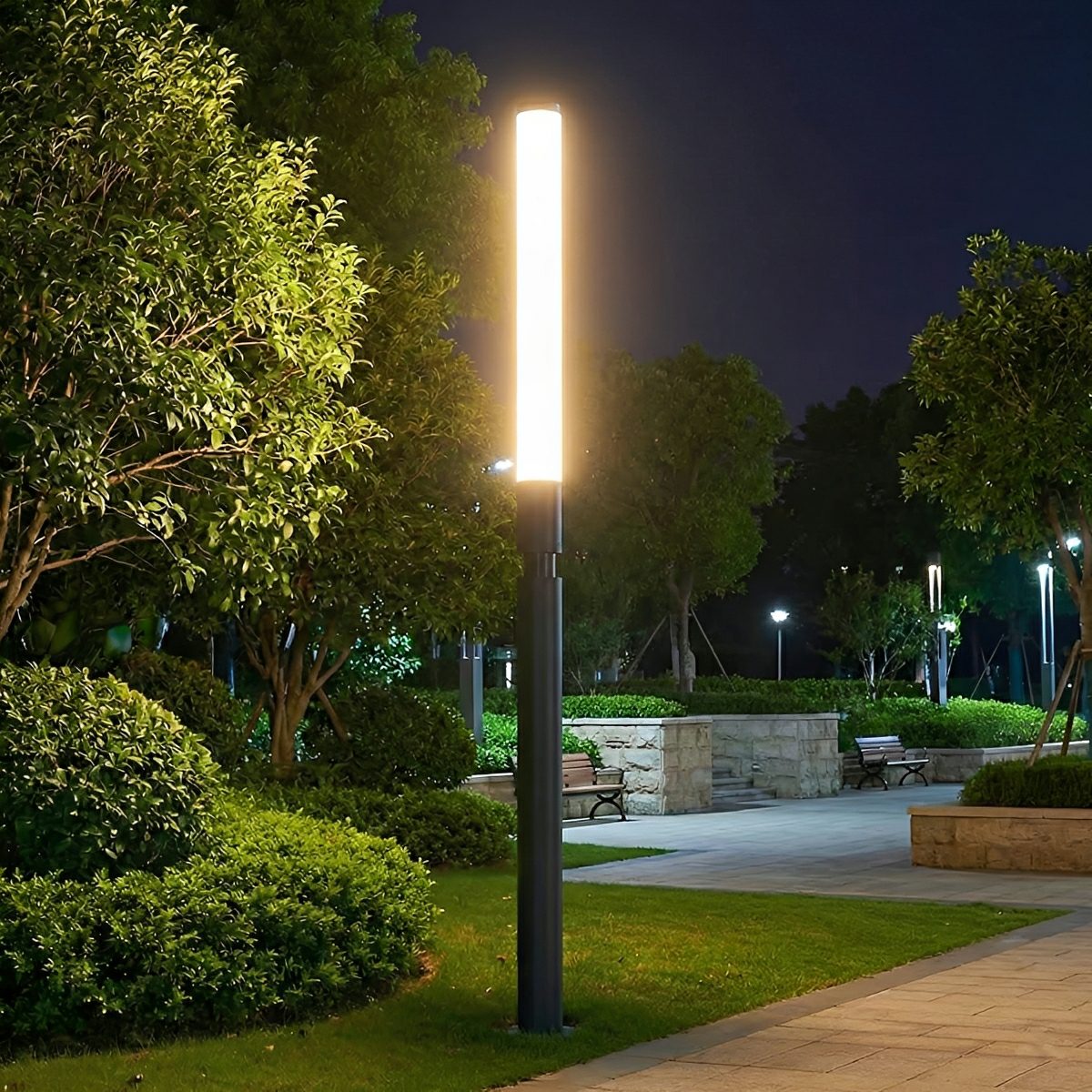 Waterproof Modern Cylinder Long Barrel Column Post Lights Pillar Lights