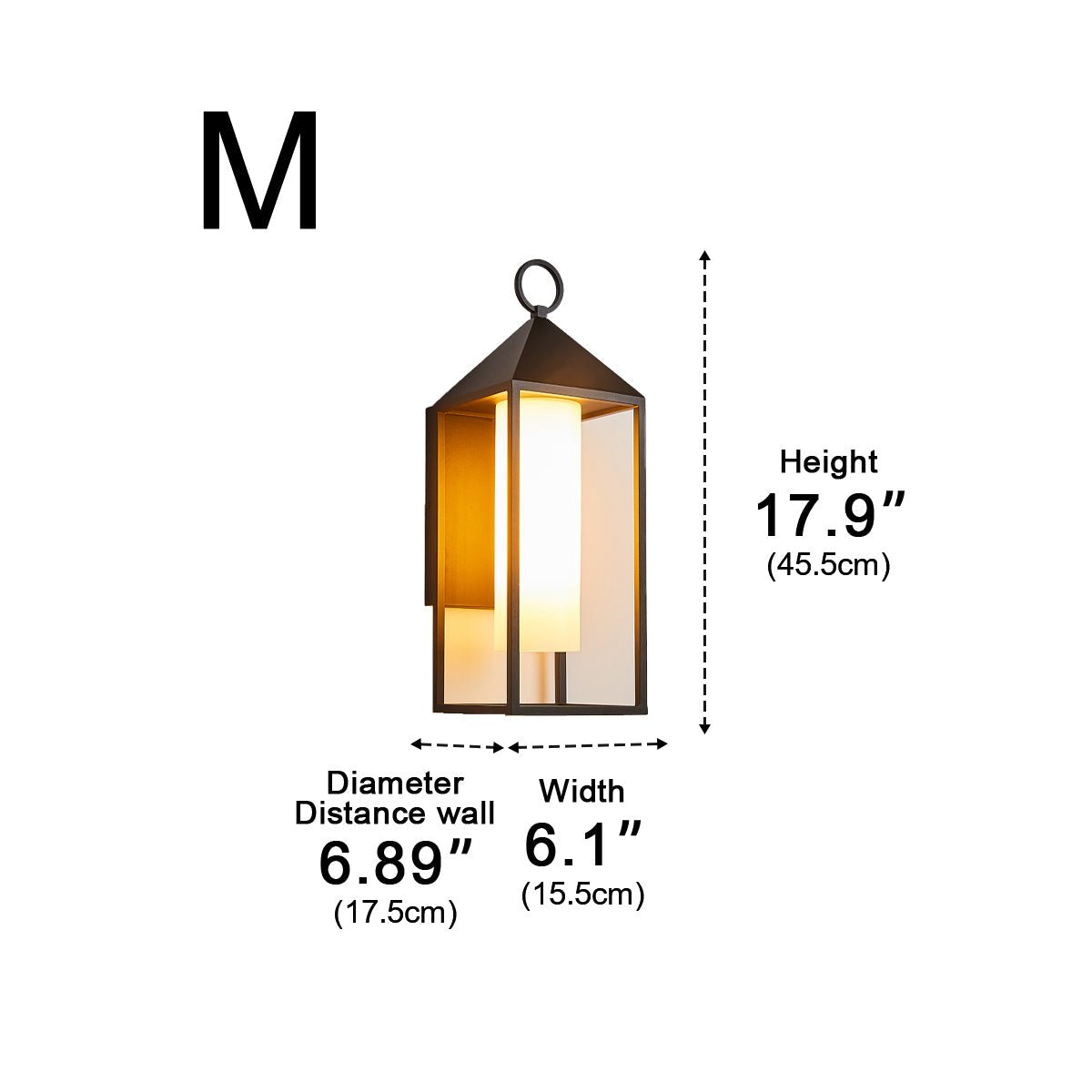 Waterproof Modern Rustic Rectangular Lantern Outdoor LED Porch Wall Lights