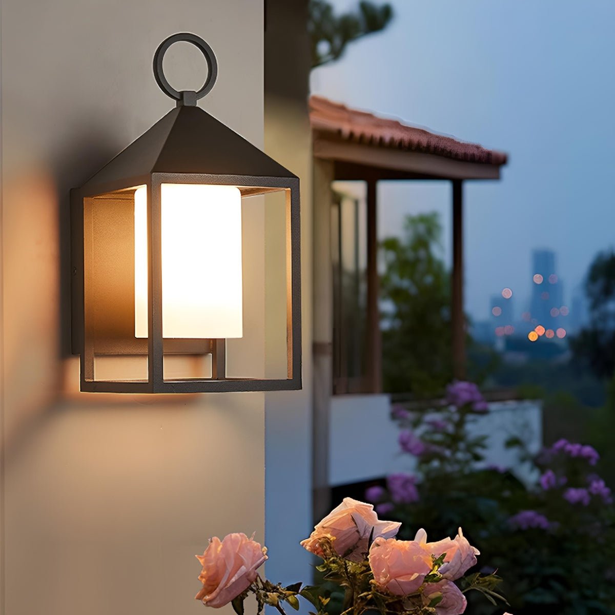 Waterproof Modern Rustic Rectangular Lantern Outdoor LED Porch Wall Lights
