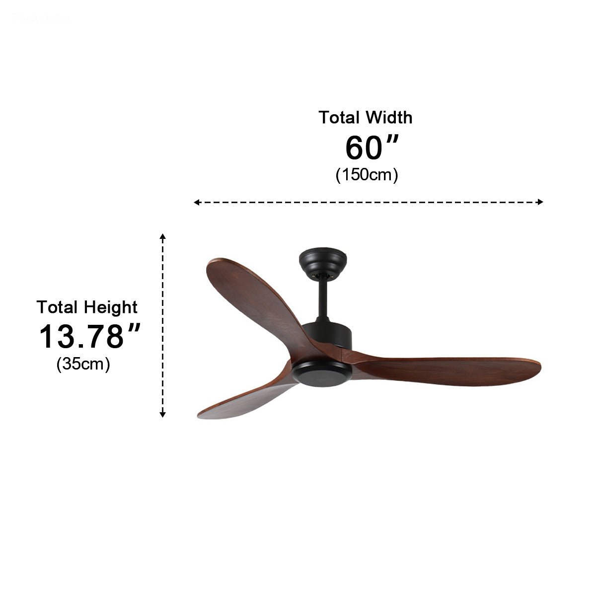 Waterproof Modern Wood 3-Blade Outdoor Ceiling Fan