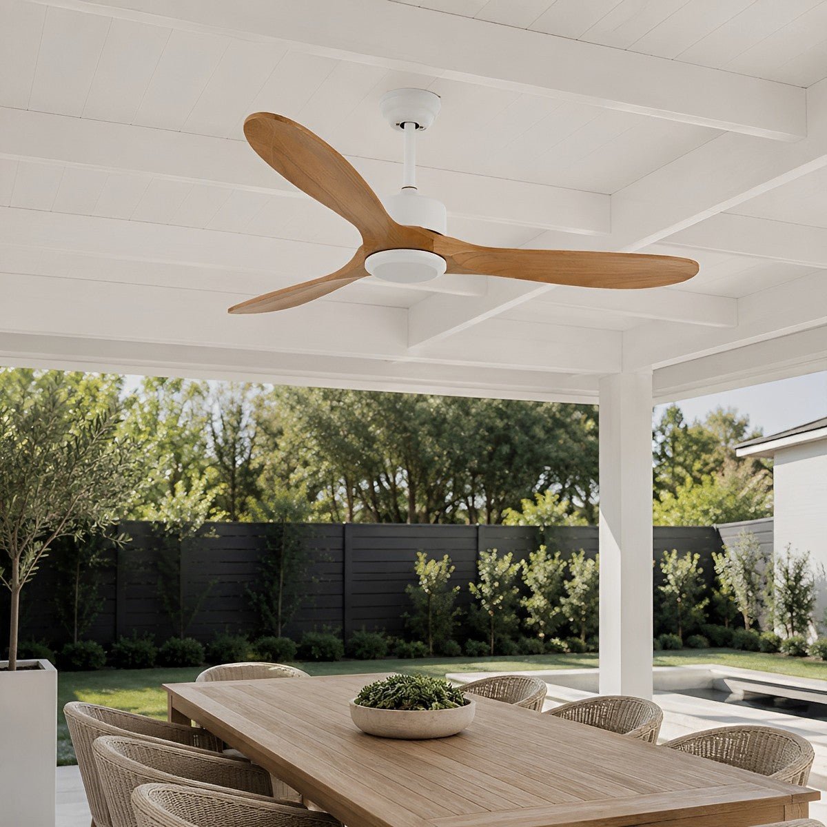 Waterproof Modern Wood 3-Blade Outdoor Ceiling Fan