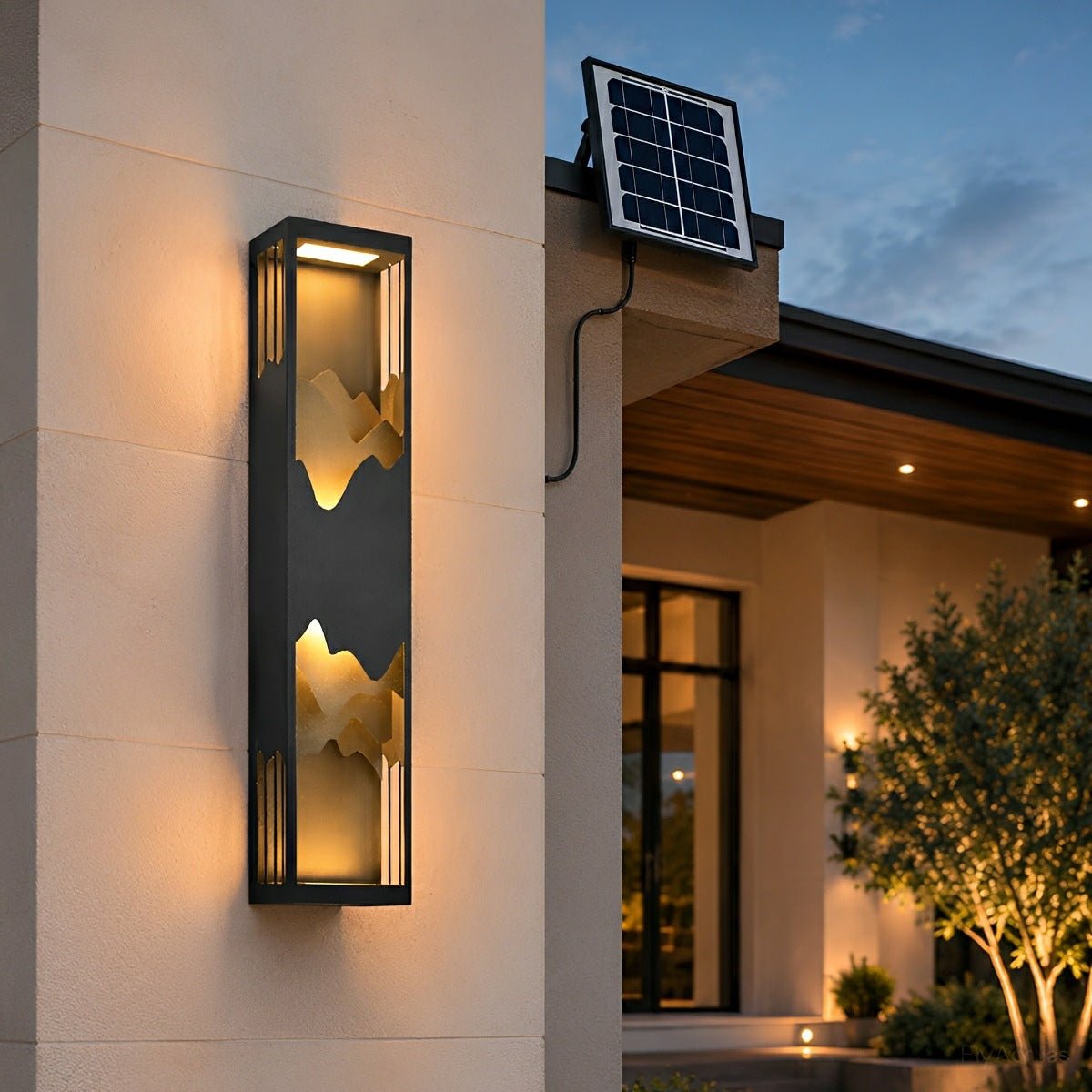 Waterproof Mountain Scenery Led Wall Sconce Garden Wall Light