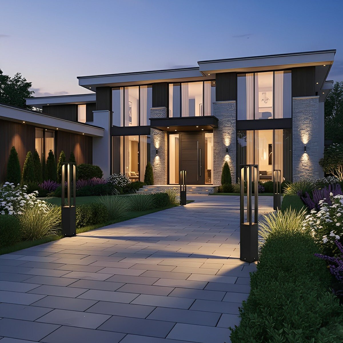 Modern Waterproof Square Column Outdoor LED Bollard Pathway Lights
