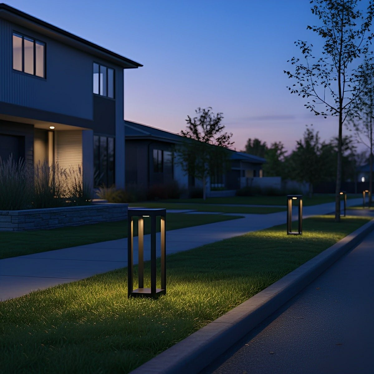Modern Waterproof Square Column Outdoor LED Bollard Pathway Lights