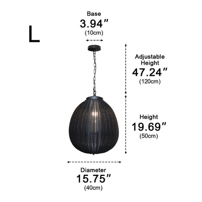 Waterproof Round Rattan Outdoor Lanterns Pendant Lights