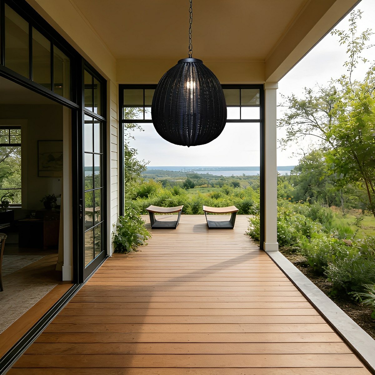 Waterproof Round Rattan Outdoor Lanterns Pendant Lights