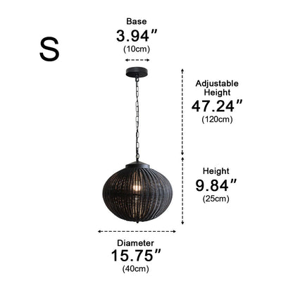 Waterproof Round Rattan Outdoor Lanterns Pendant Lights