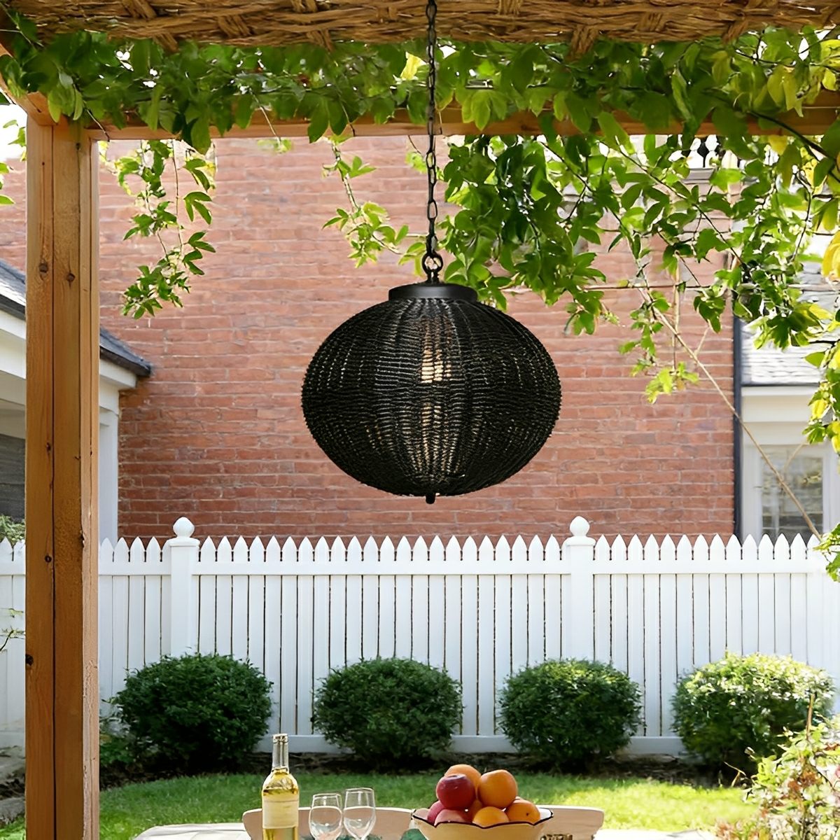 Waterproof Round Rattan Outdoor Lanterns Pendant Lights