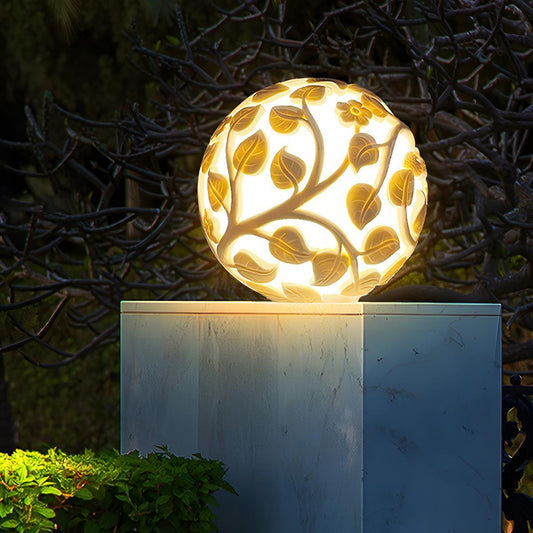 Waterproof Globe Hollow Leaves LED Outdoor Post Lights