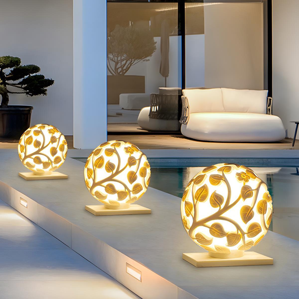 Waterproof Globe Hollow Leaves LED Outdoor Post Lights