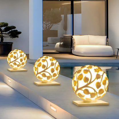 Waterproof Globe Hollow Leaves LED Outdoor Post Lights