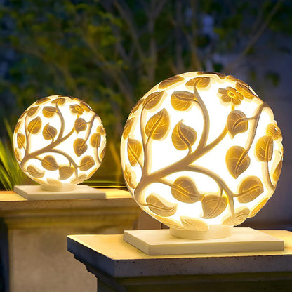 Waterproof Globe Hollow Leaves LED Outdoor Post Lights