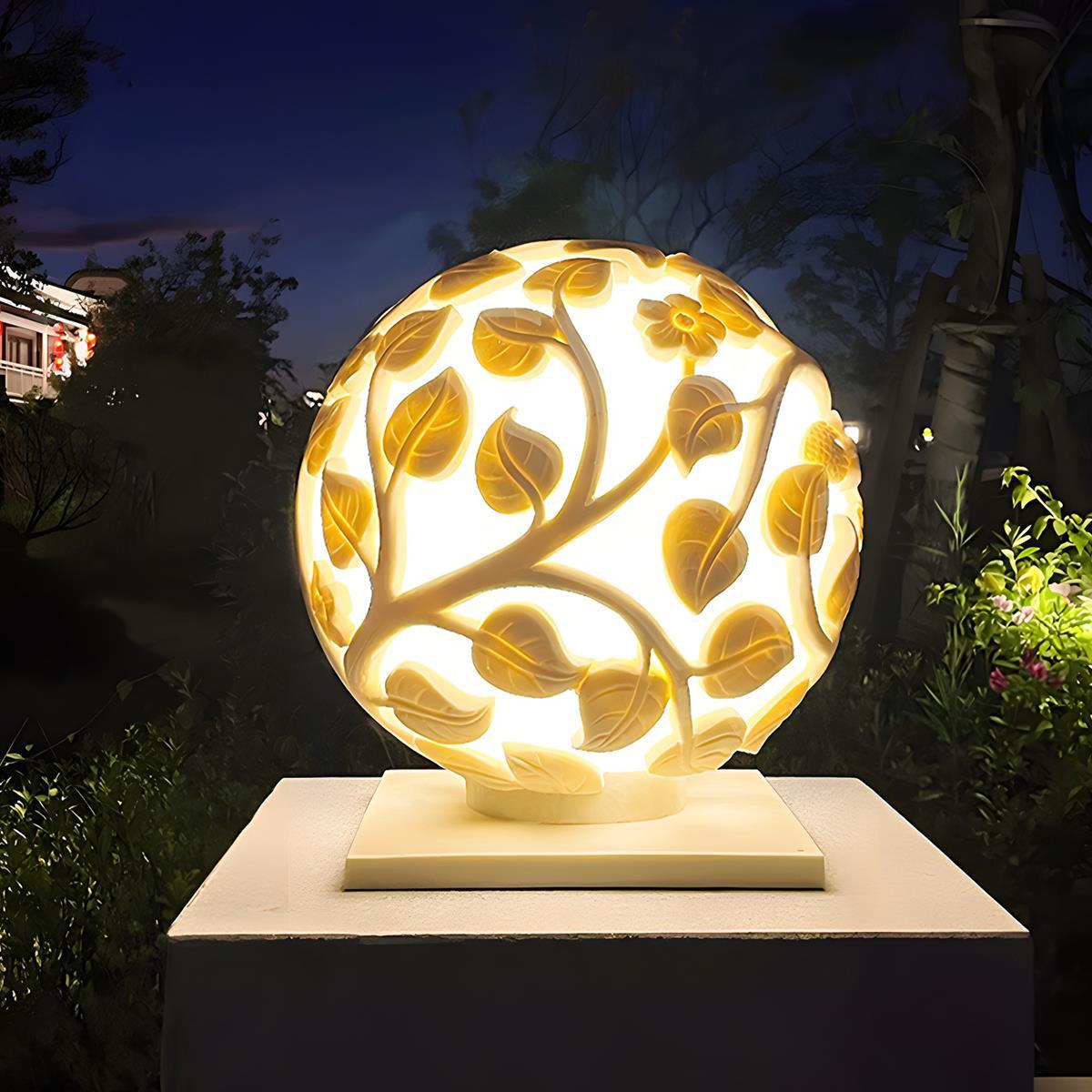 Waterproof Globe Hollow Leaves LED Outdoor Post Lights