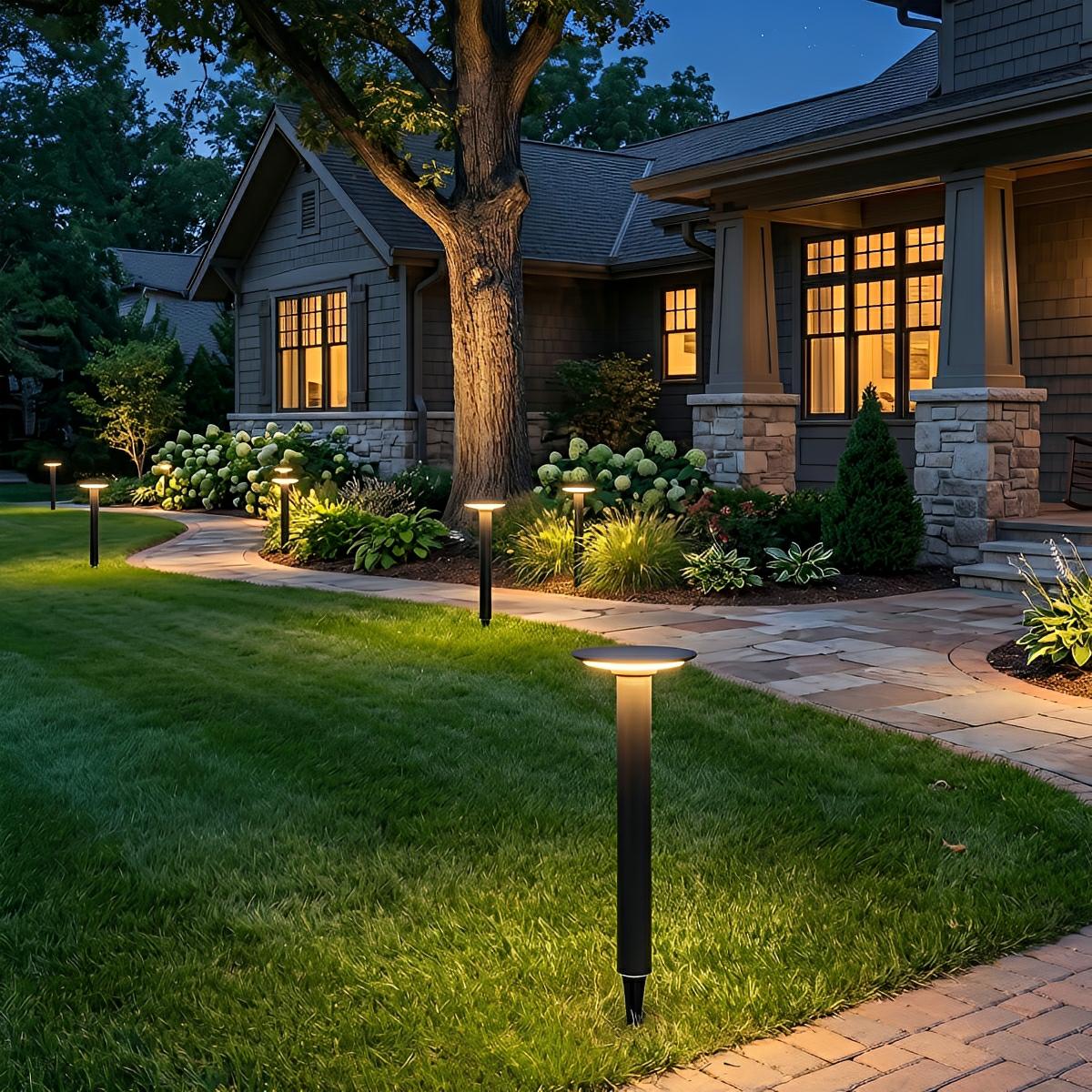 Waterproof Solar Round UFO Shaped LED Path Lights Outdoor Lawn Lights