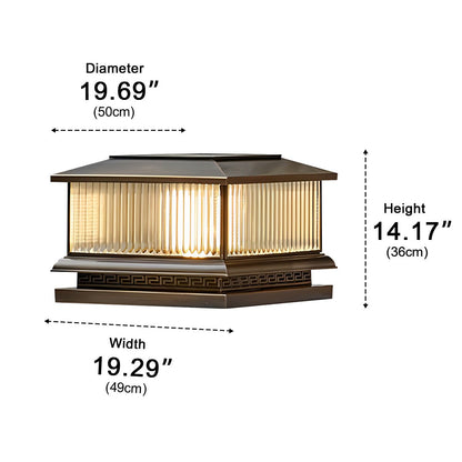 Waterproof Vintage Copper Tower Striped Glass LED Outdoor Post Lights