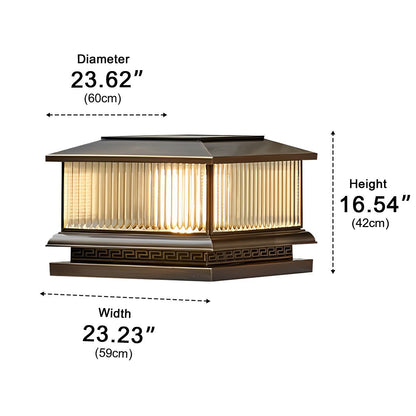 Waterproof Vintage Copper Tower Striped Glass LED Outdoor Post Lights