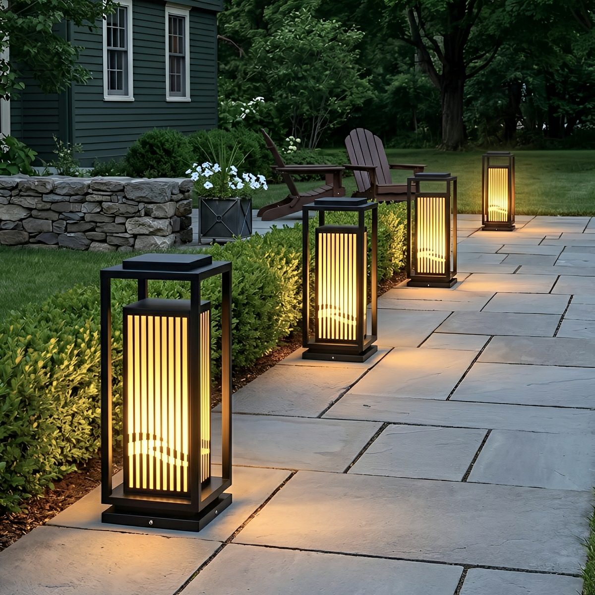 Waterproof Striped LED Black Modern Post Cap Light