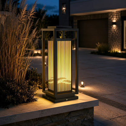 Waterproof Striped LED Black Modern Post Cap Light