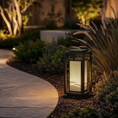 Waterproof Striped LED Black Modern Post Cap Light