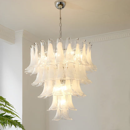 White Luxury Feather Glass Chandelier Light