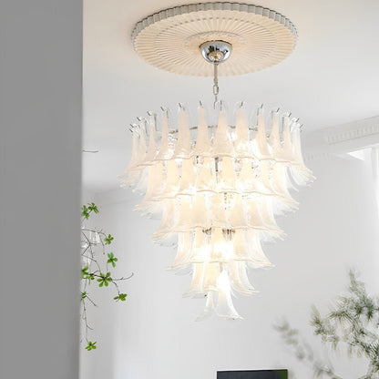 White Luxury Feather Glass Chandelier Light