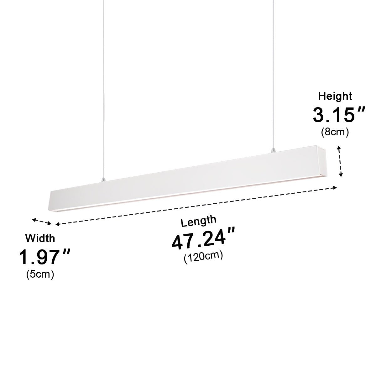 White Modern Minimalist Linear LED Long Strip Office Ceiling Pendant Lights